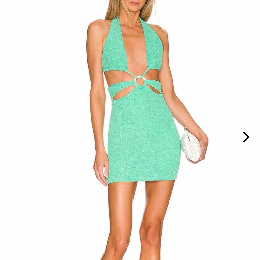 Lovers + Friends Asymmetrical Dress in Teal